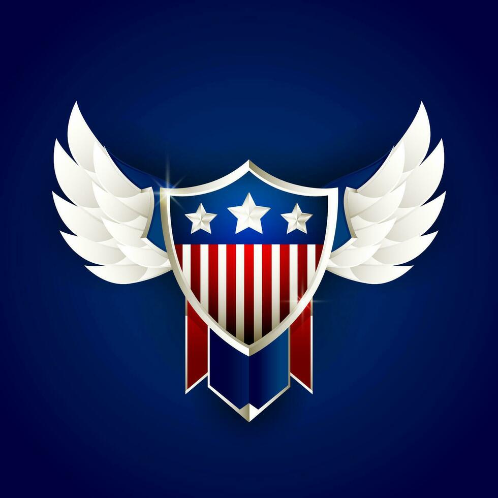 american shield with wings  logo badge template vector