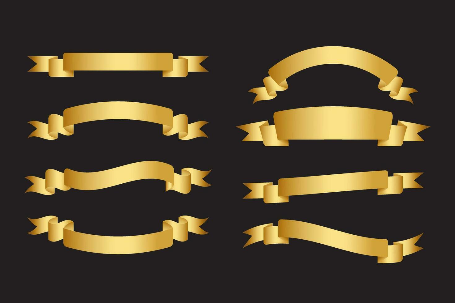 Set of golden ribbons collection vector