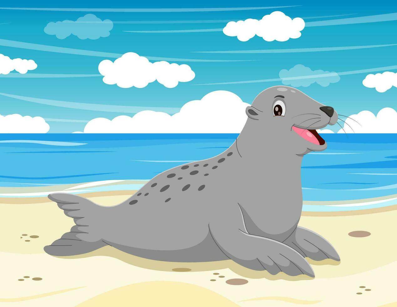 Cartoon drawing of a sea lion. Vector illustration