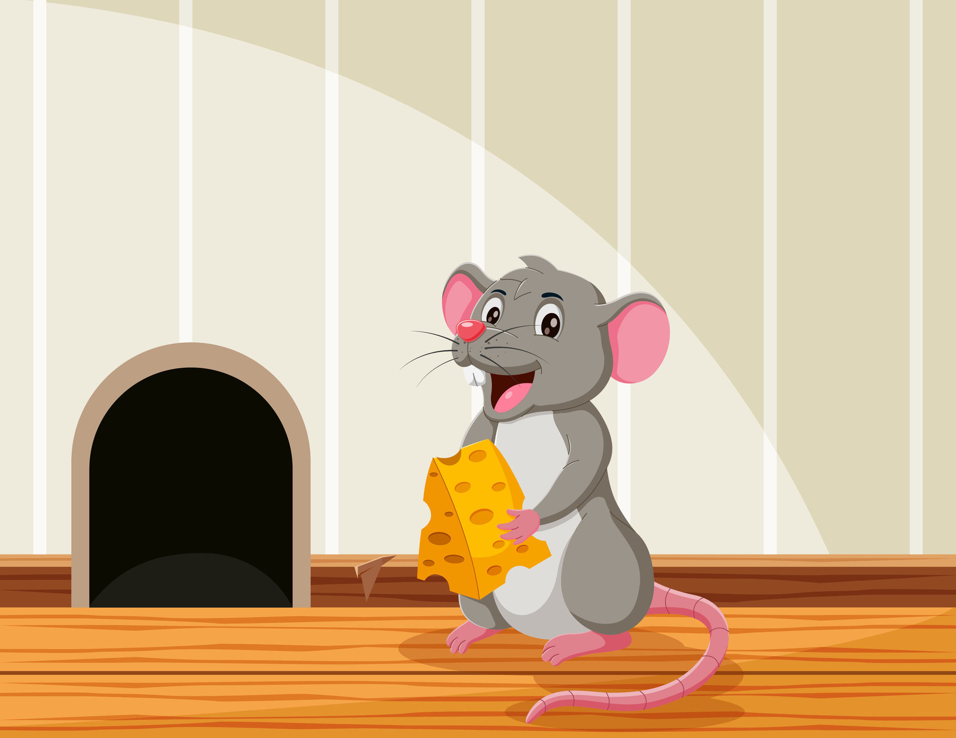 Mouses with cheese house in garden cartoon Vector Image