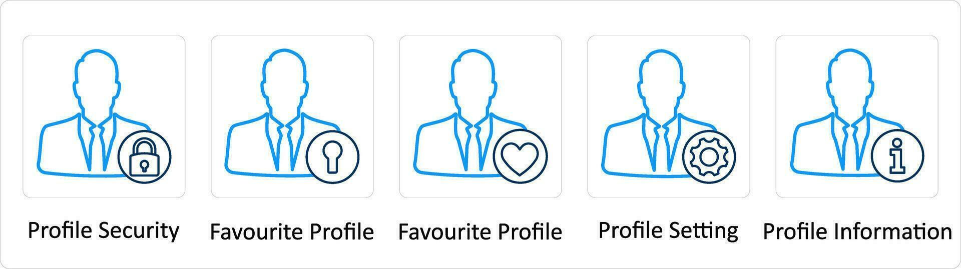 A set of 5 Extra icons as profile security, favorite profile, profile setting vector