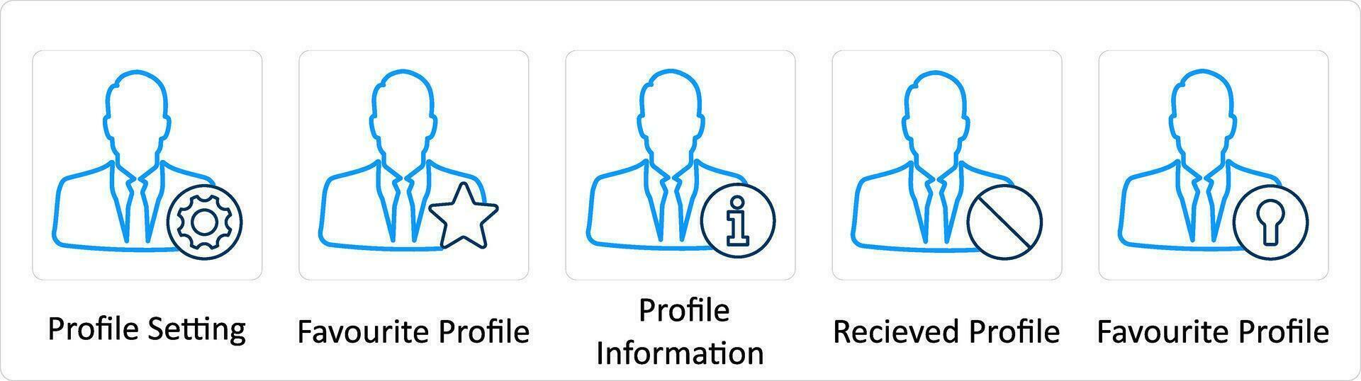 A set of 5 Extra icons as profile setting, favorite profile, profile information vector