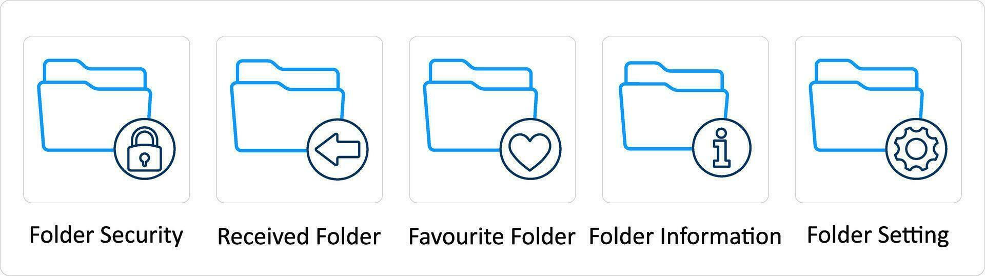 A set of 5 Extra icons as folder security, received folder, favorite folder vector