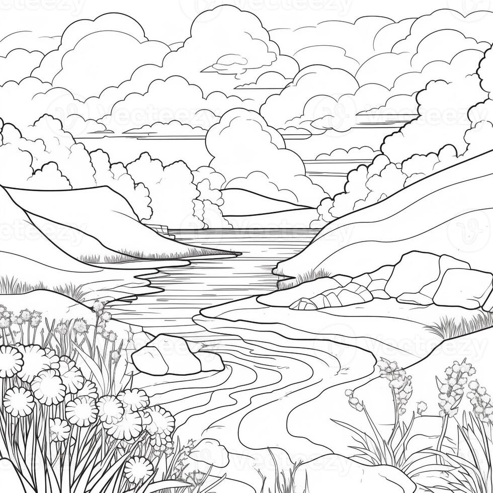 Spring Coloring Pages 26642362 Stock Photo at Vecteezy