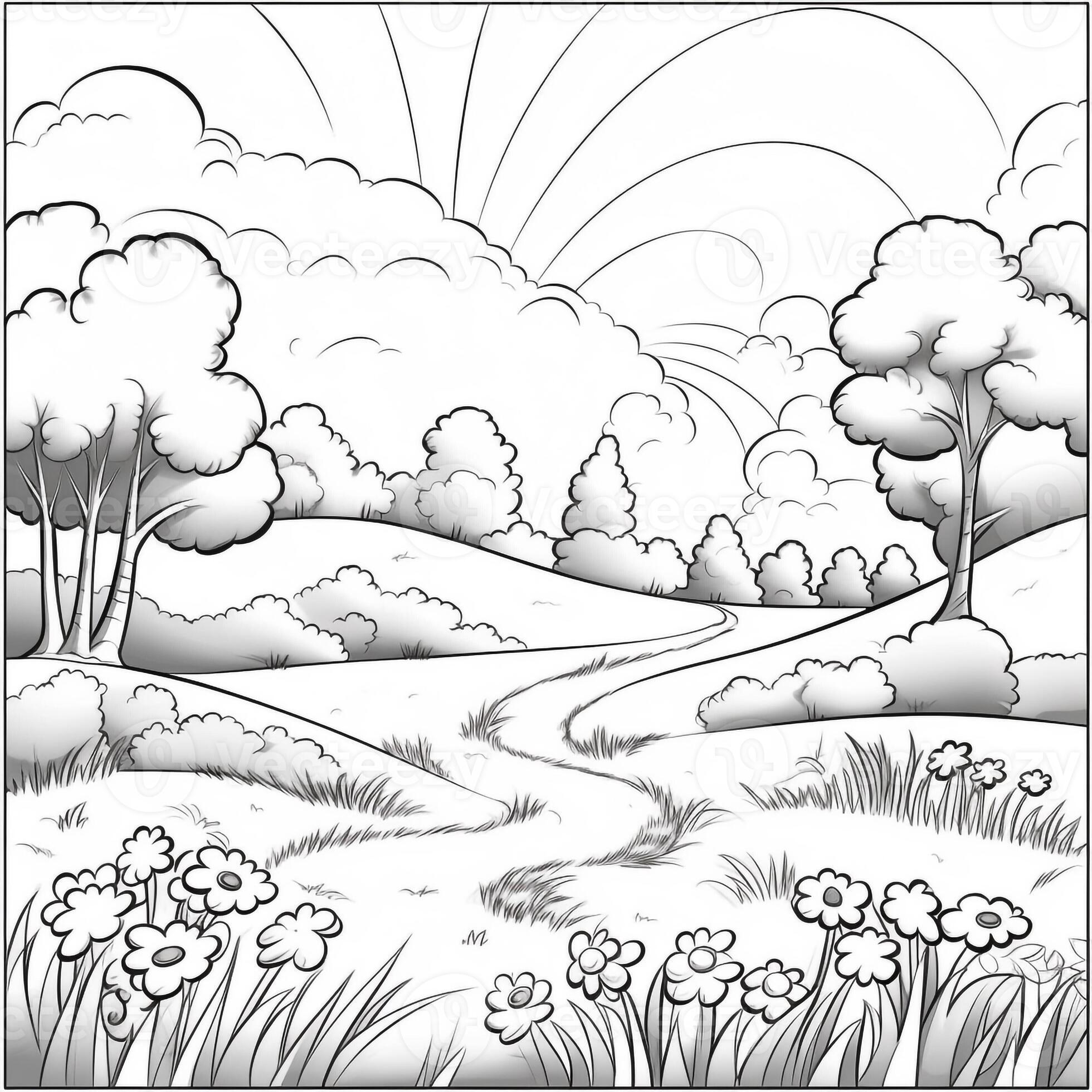 Spring Coloring Pages 26642459 Stock Photo at Vecteezy