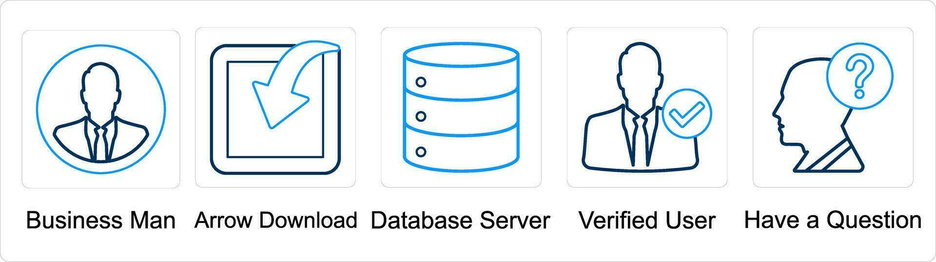 A set of 5 mix icons as businessman, arrow download, database server vector