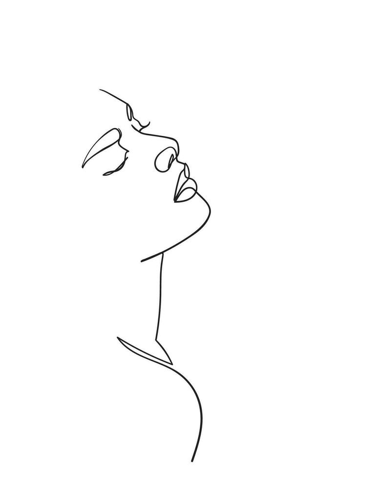 uno línea dibujo rostro. resumen mujer retrato. moderno minimalismo Arte. - vector ilustración