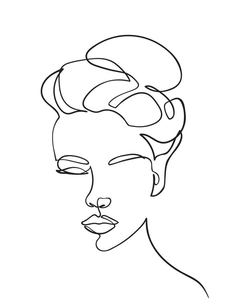 Female Face Continuous Line Drawing. Good for Prints, T-shirt, Banners, Slogan Design Modern Graphics Style vector