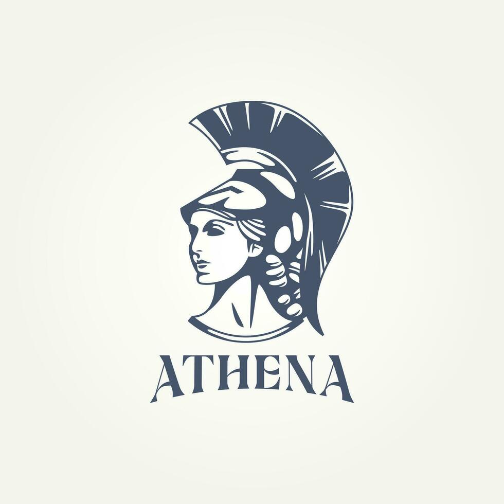 diosa atenea icono logo modelo vector ilustración diseño. aislado griego diosa mujer concepto