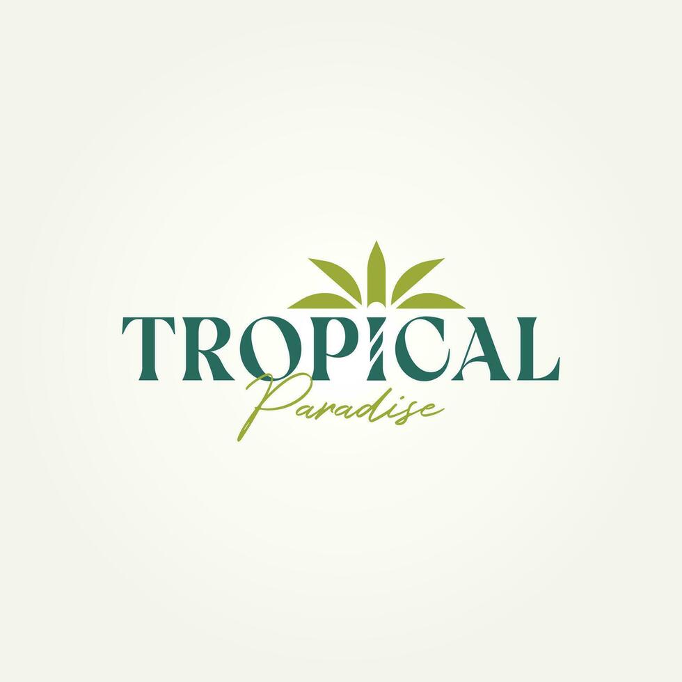 minimalista tropical palma árbol tipografía logo modelo vector ilustración diseño. sencillo moderno viajeros, playa amantes, vacaciones centros turísticos, hoteles logotipo concepto