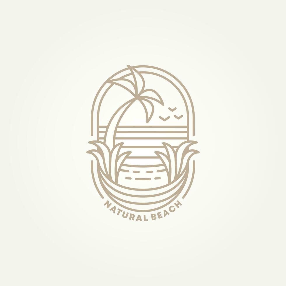 minimalist natural beach line art badge icon logo template vector illustration design. simple modern holiday, travel, vacation emblem logo concept