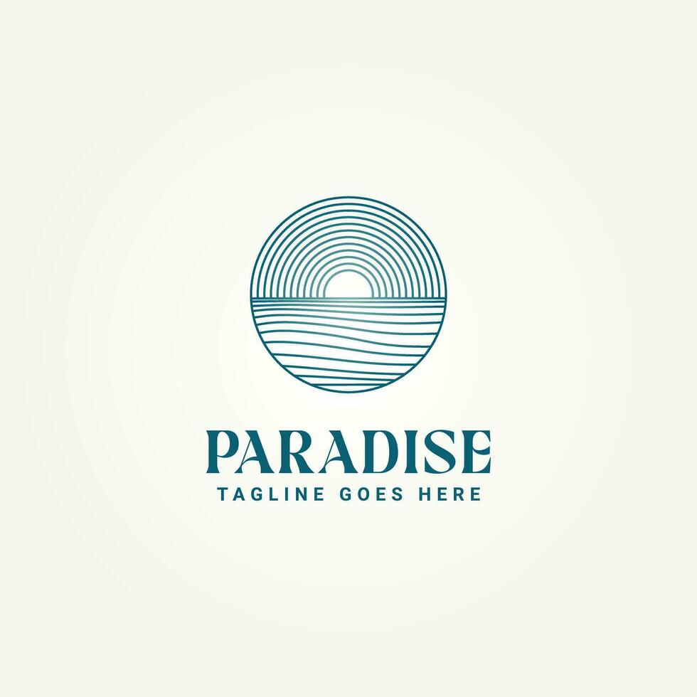 sencillo minimalista Oceano paraíso línea Arte icono logo modelo vector ilustración diseño