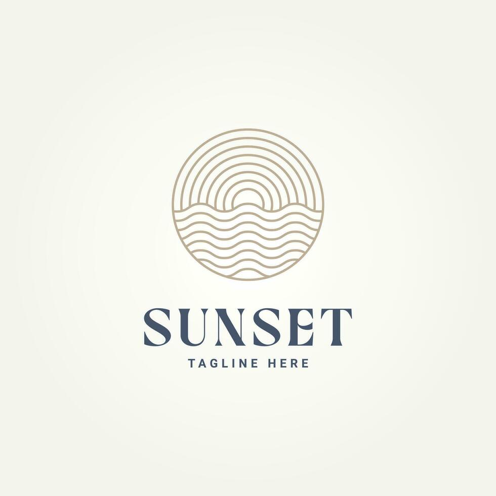 simple minimalist sunset sunrise line art icon logo template vector illustration design