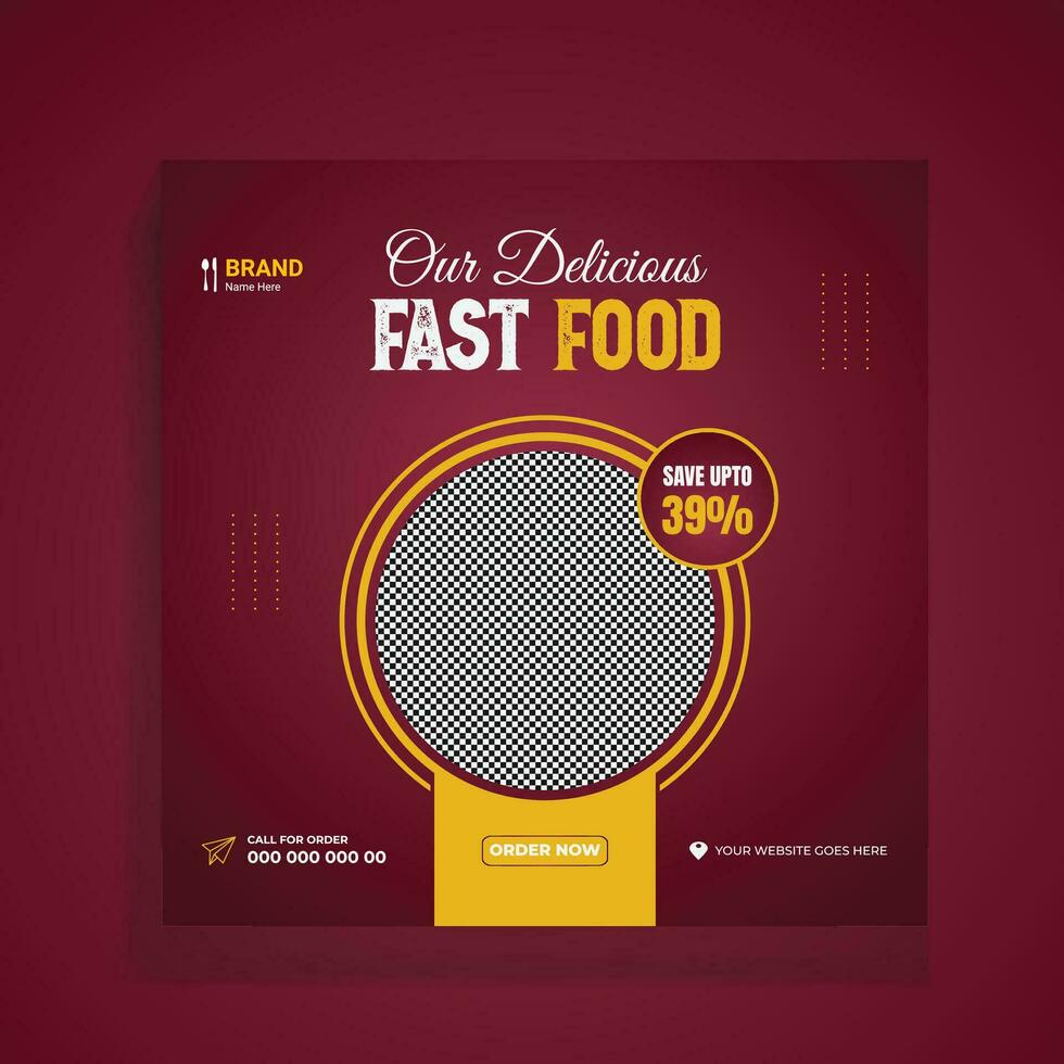 Restaurant Food Service Social Media Banner Design Template vector