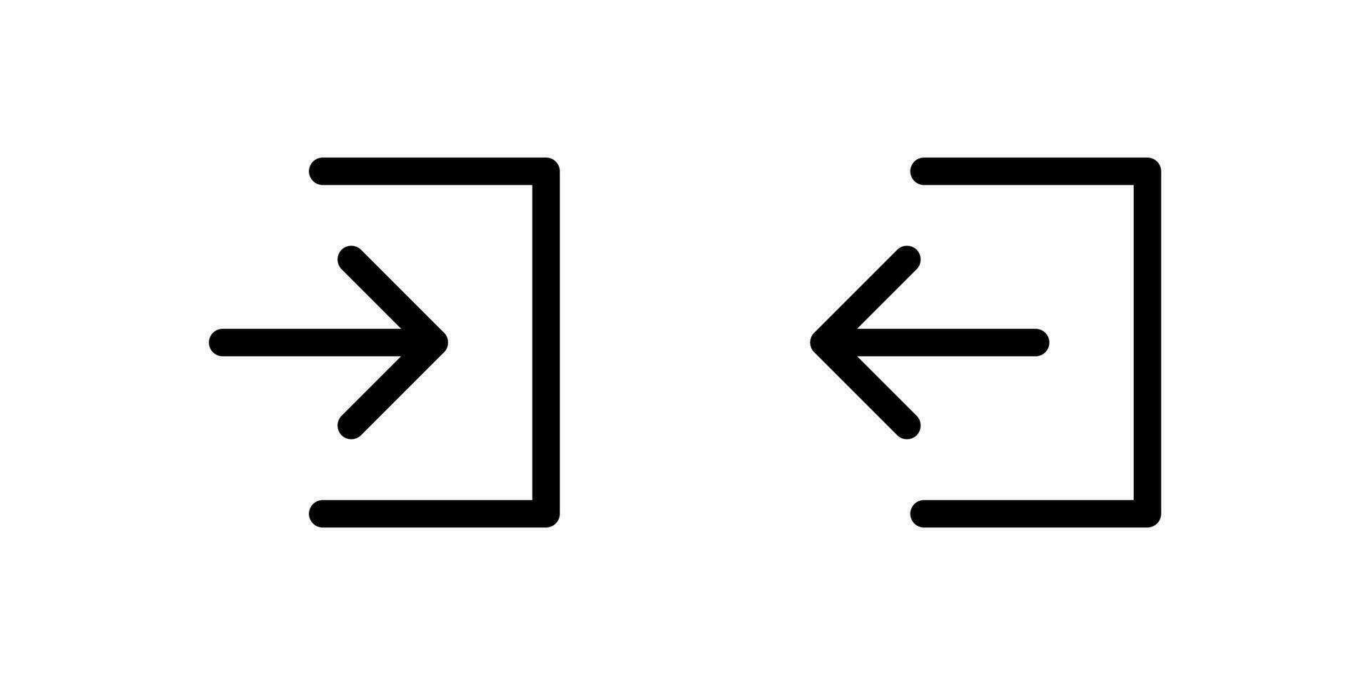 Log in, enter or sign in and log out, exit or sign out icons in line style design isolated on white background. Editable stroke. vector