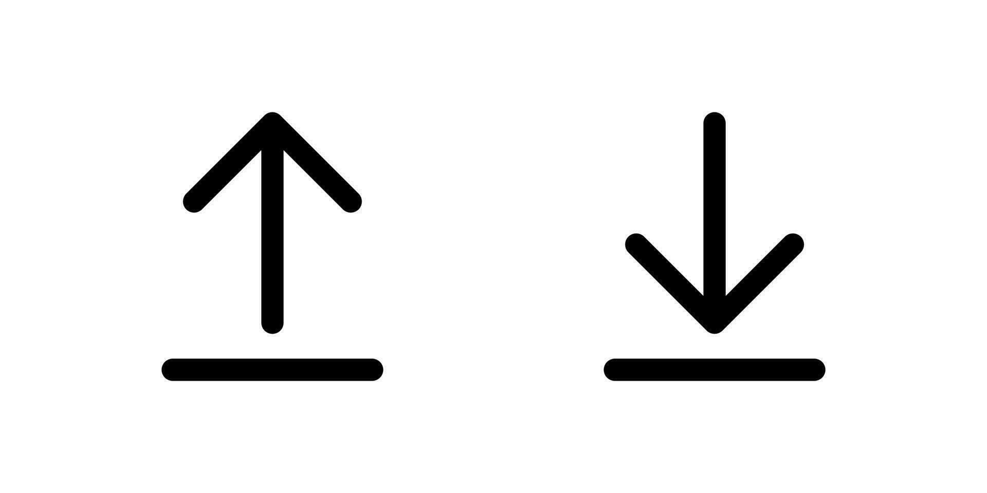 Upload and download button icons in line style design isolated on white background. Editable stroke. vector