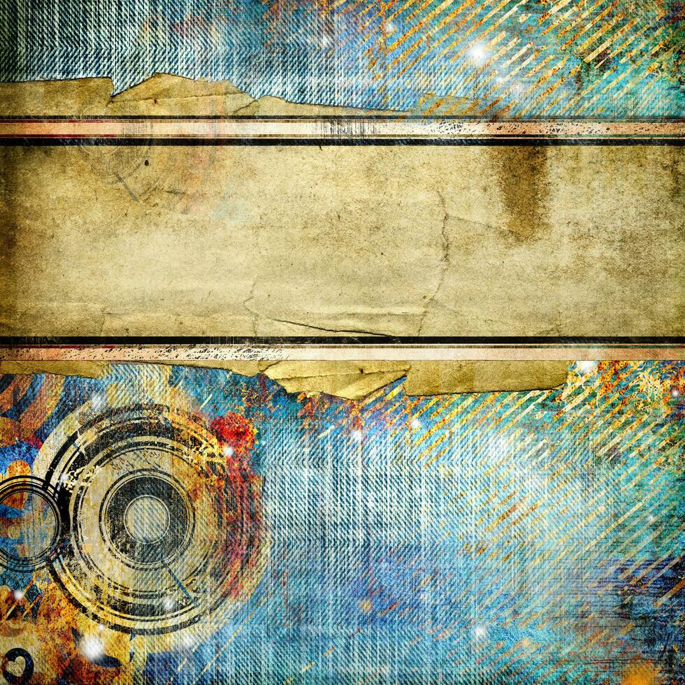 stylish vintage abstraction over denim texture photo