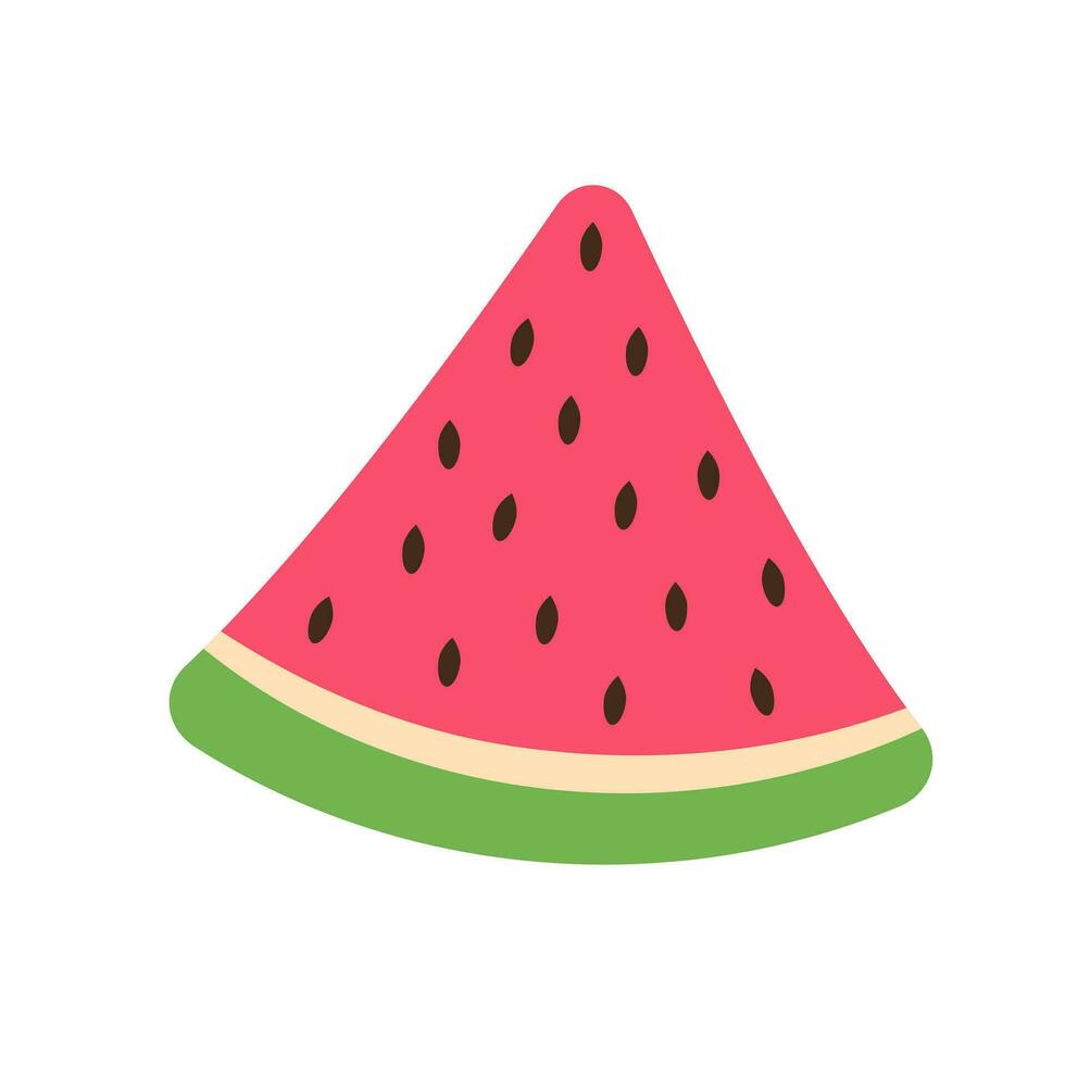 Slice of watermelon. Juicy fruit. Cartoon flat illustration isolated on white background. vector