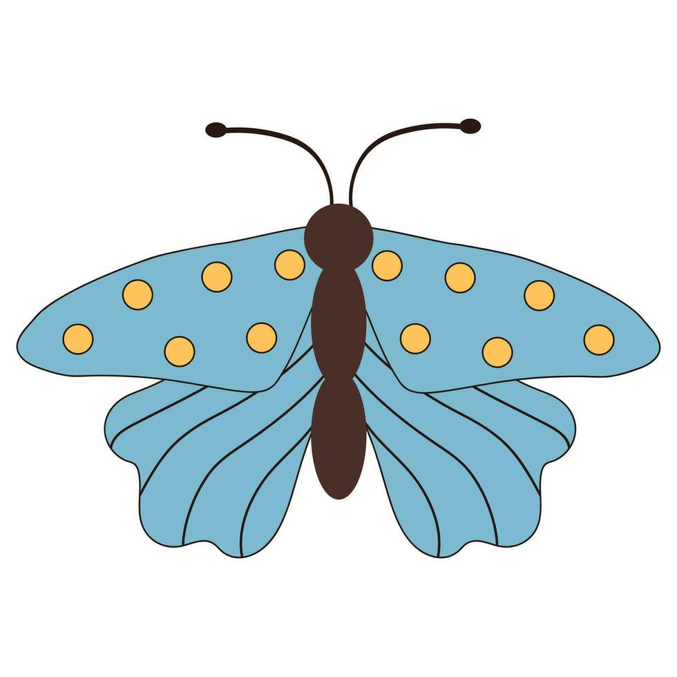 Groovy butterfly. Boho Summer retro colours butterfly icon. Hippie psychedelic element. vector