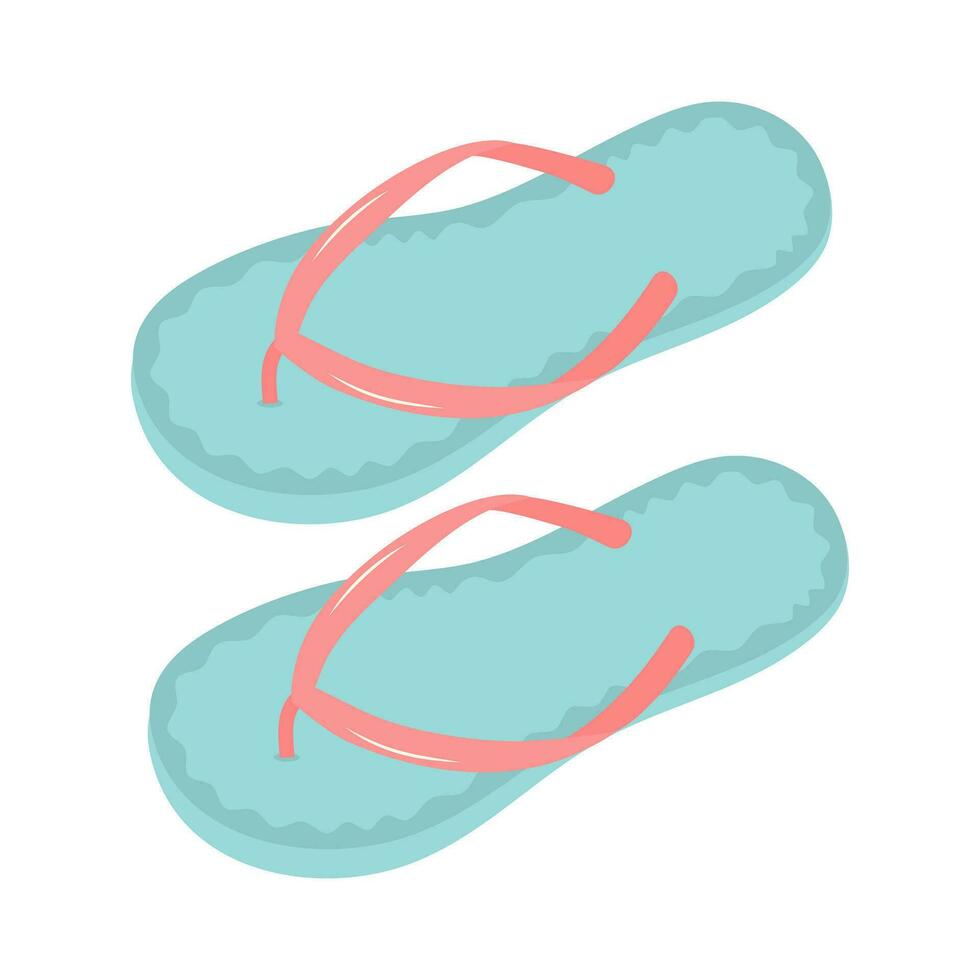 Summer flip flops. Colorful beach rubber shoes. vector
