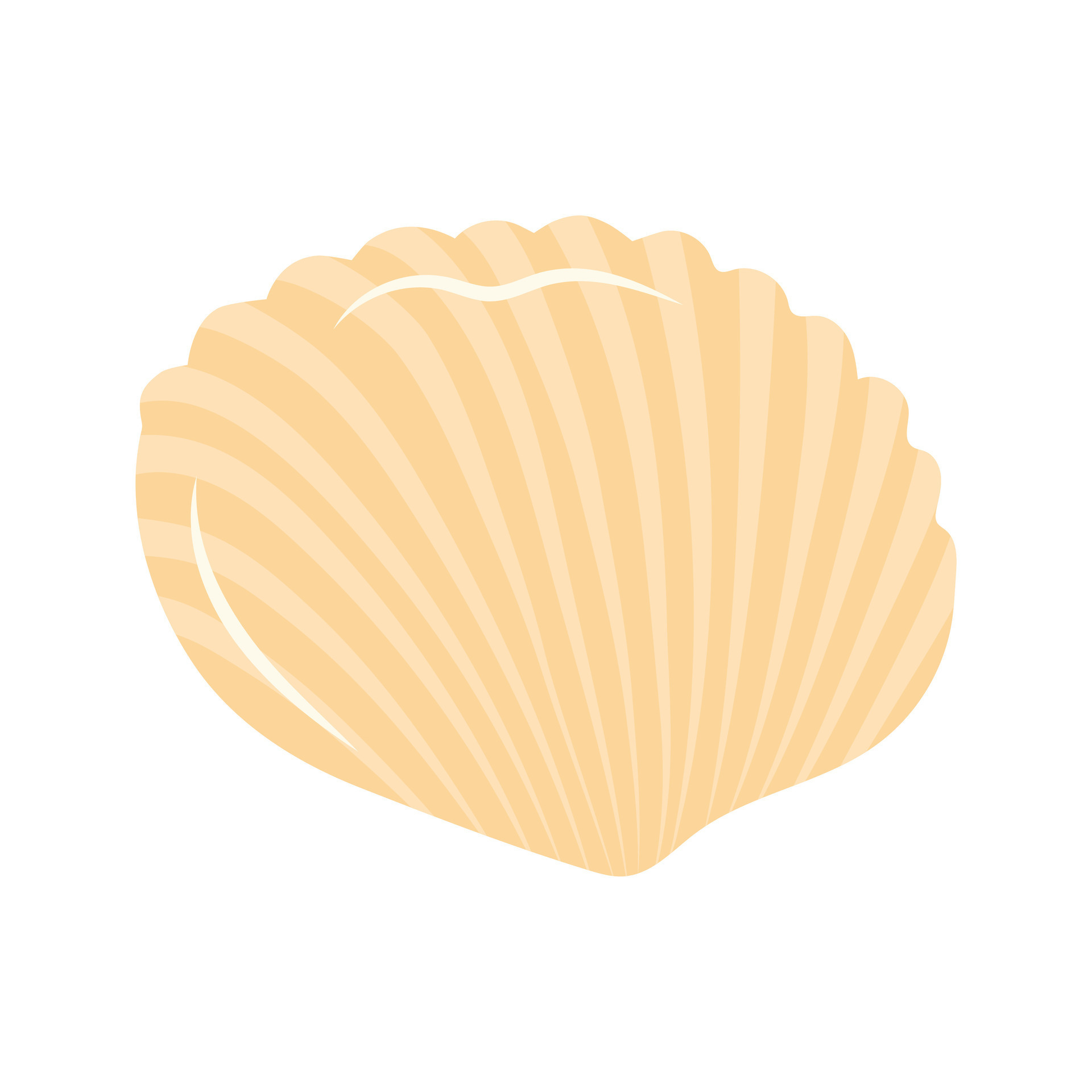 Seashell. Scallop. Cartoon flat illustration isolated on white