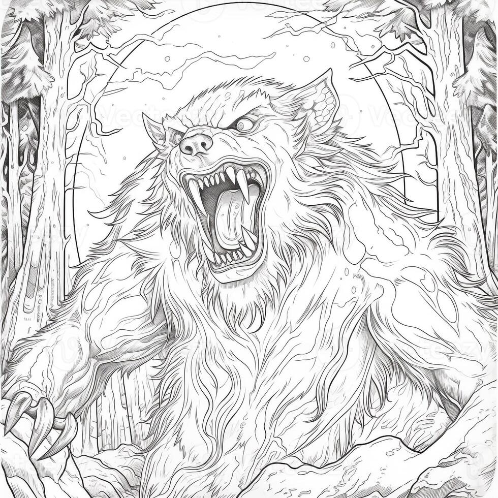 Werewolf Coloring Pages For Adults 26645770 Stock Photo at Vecteezy