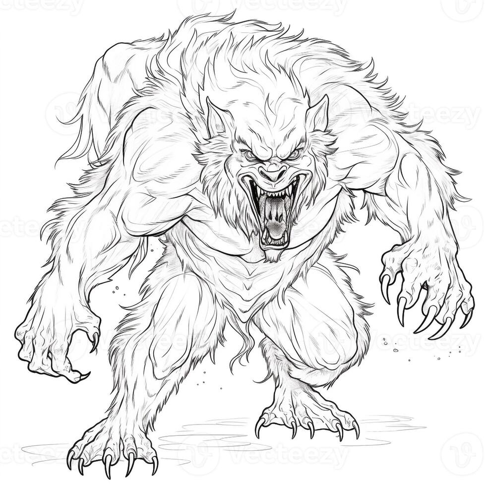 Werewolf Coloring Pages For Adults 26645778 Stock Photo at Vecteezy