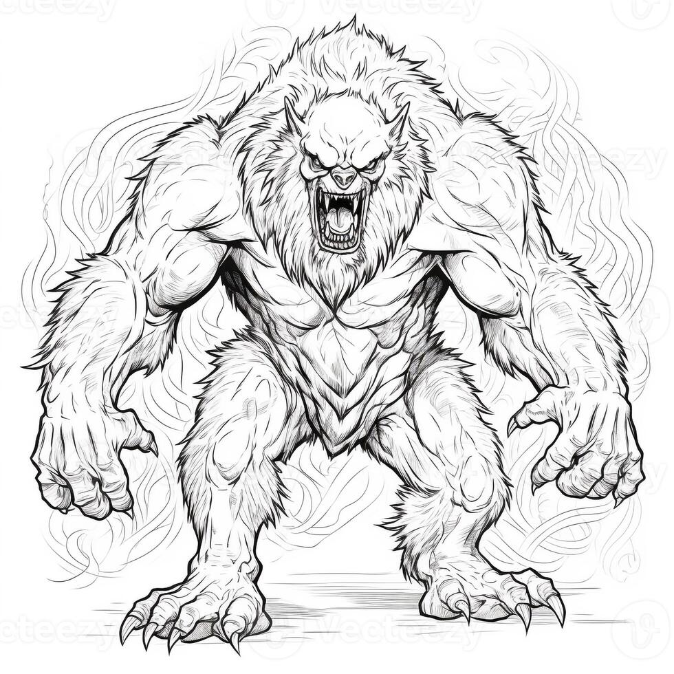 Werewolf Coloring Pages For Adults 26645786 Stock Photo at Vecteezy