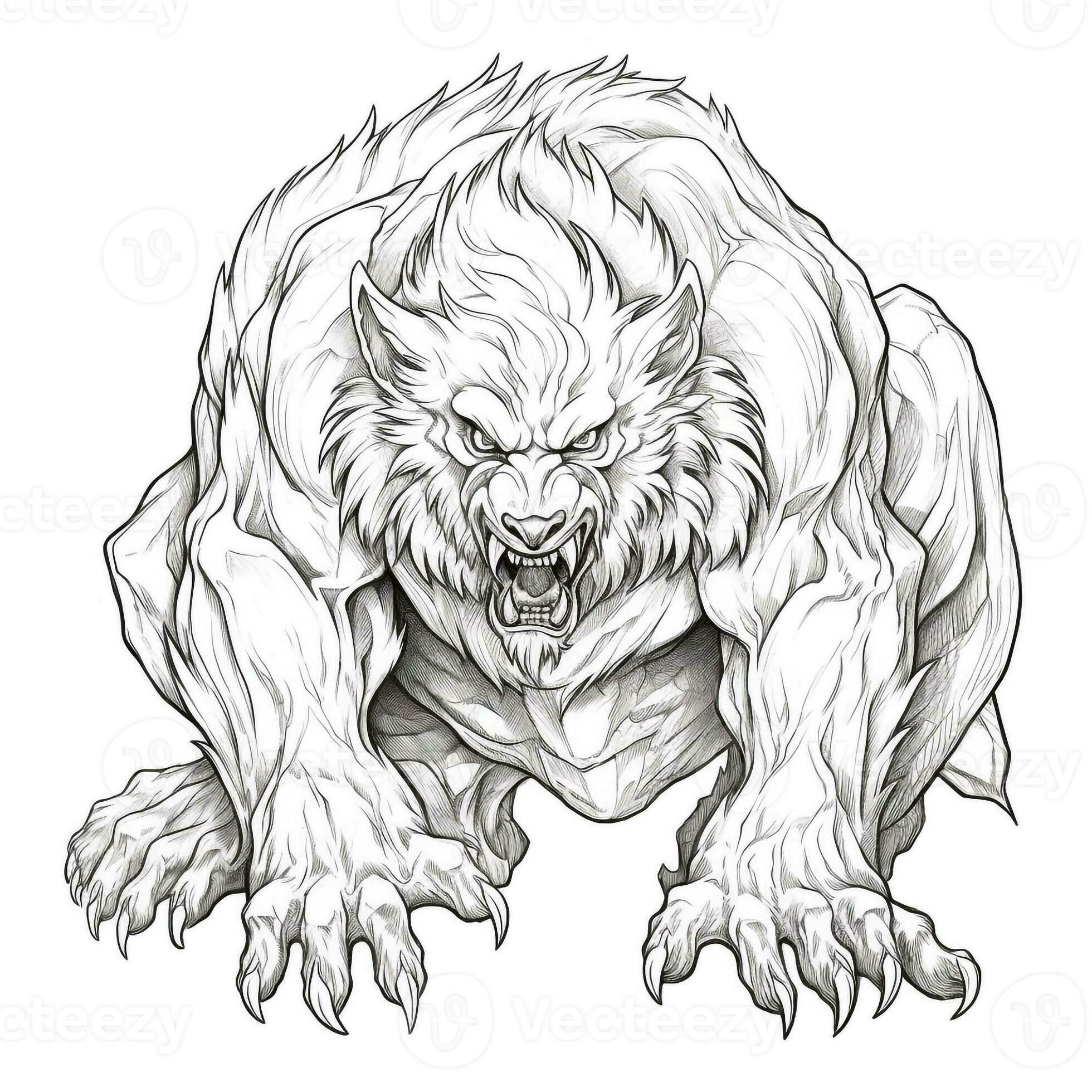 Werewolf Coloring Pages For Adults 26645848 Stock Photo at Vecteezy