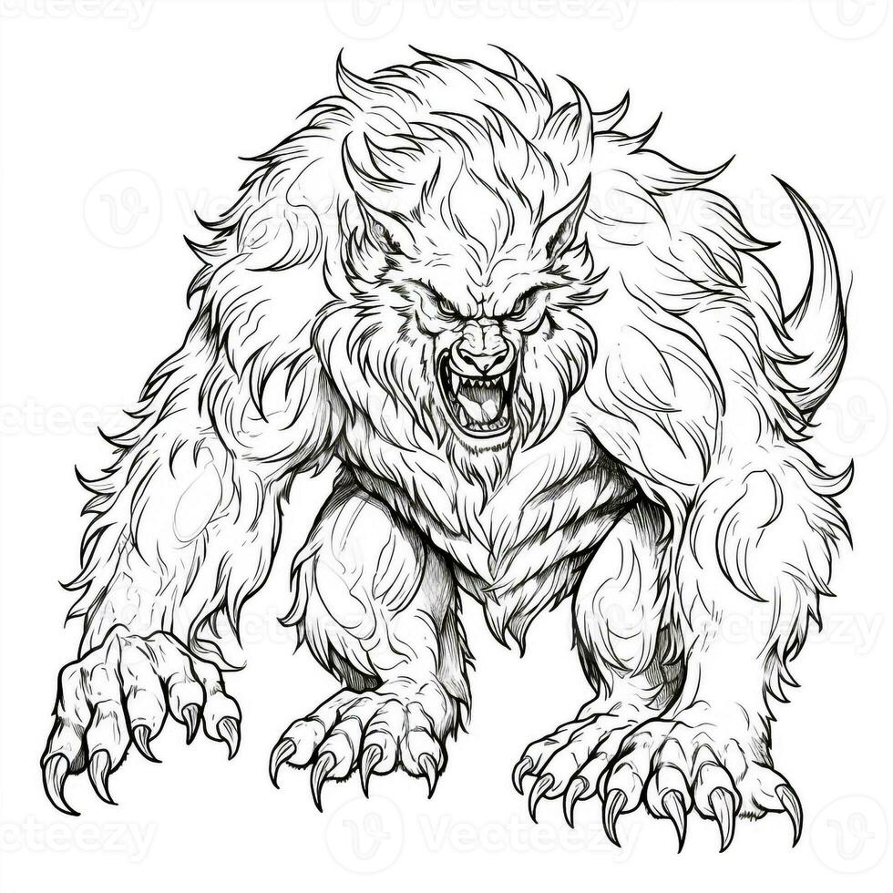 Werewolf Coloring Pages For Adults 26645868 Stock Photo at Vecteezy