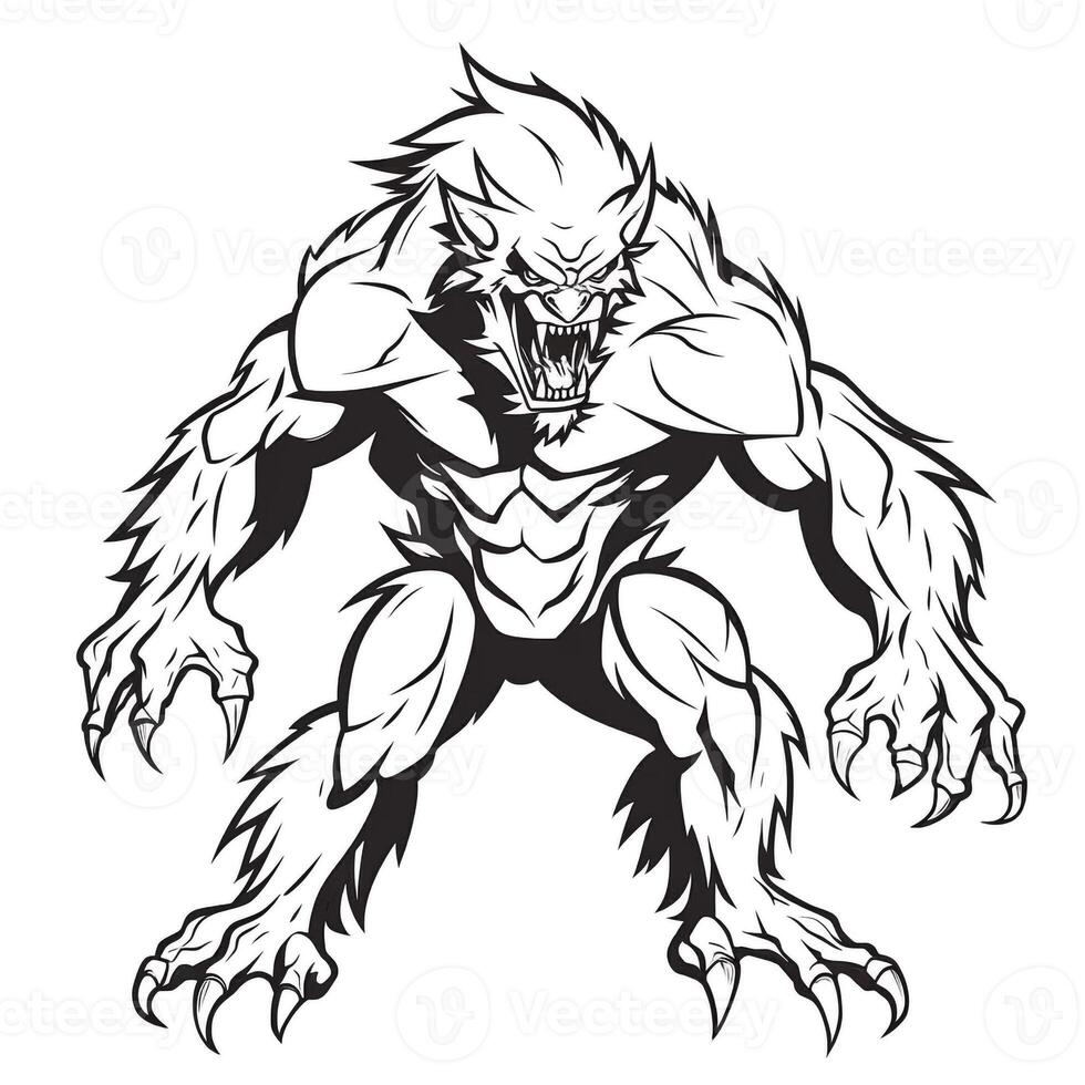 Werewolf Coloring Pages For Adults 26645893 Stock Photo at Vecteezy