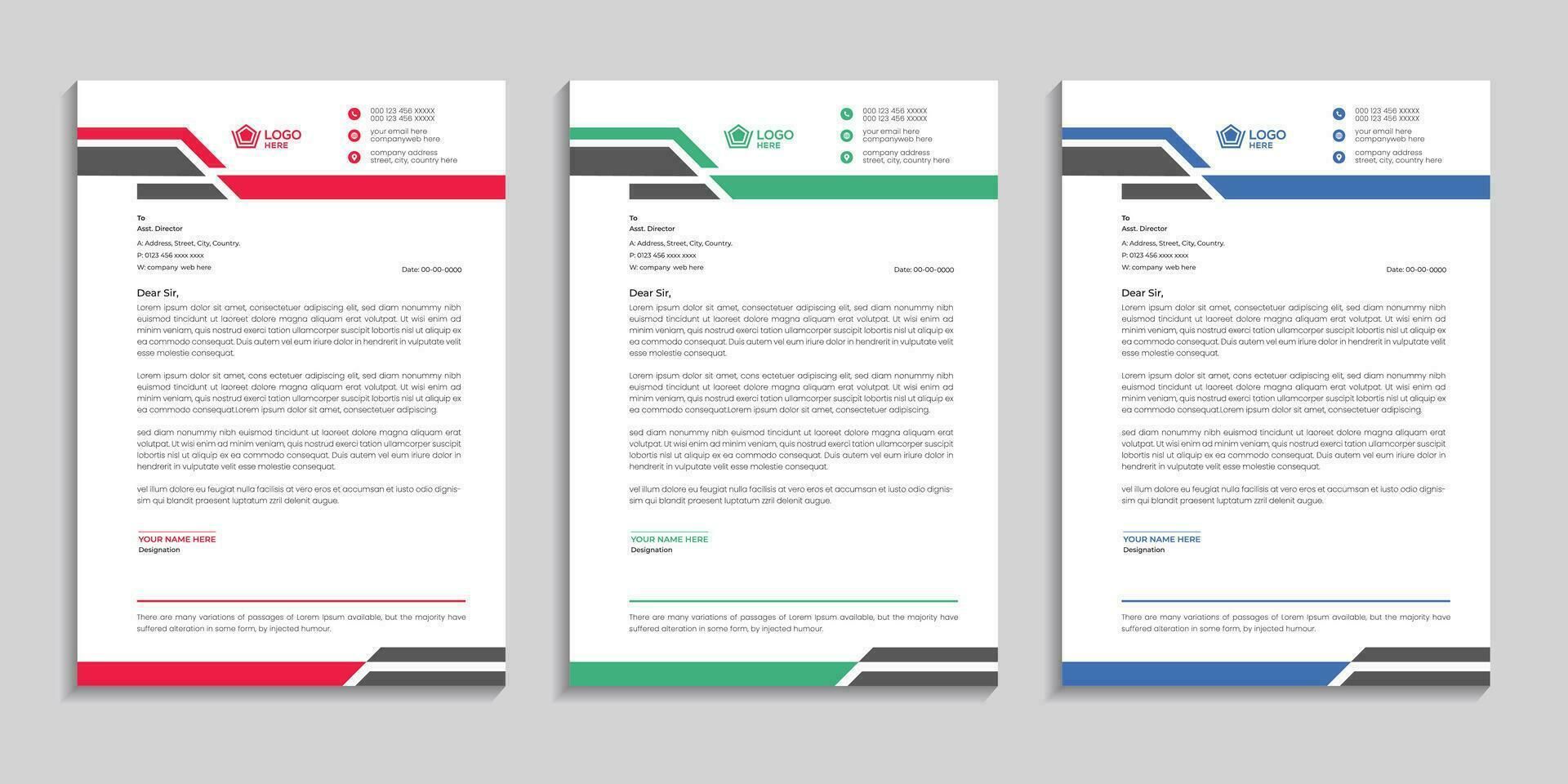 Simple clean abstract and professional corporate company business letterhead template design vector