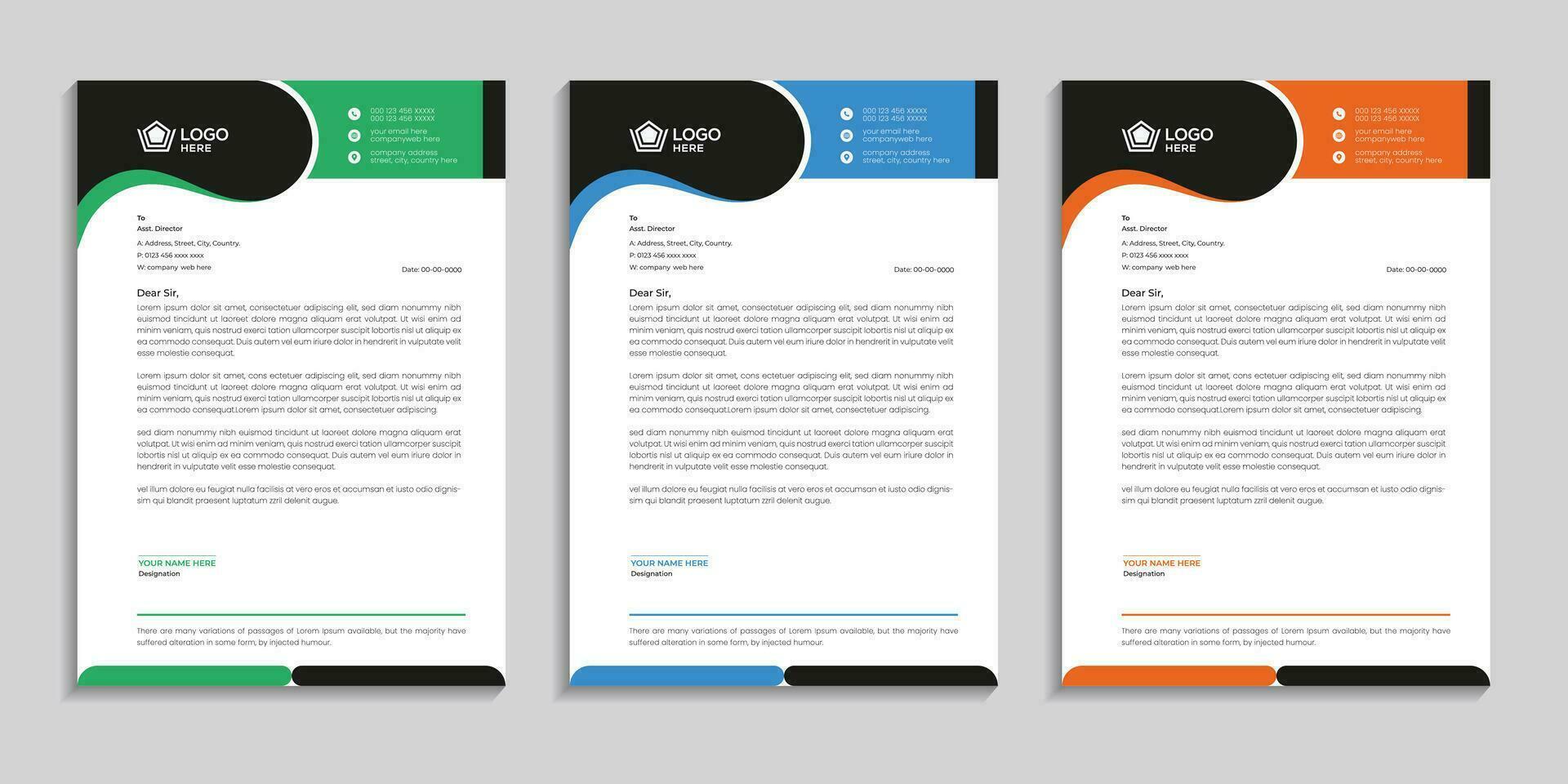 Modern clean abstract and professional corporate company business letterhead template design vector