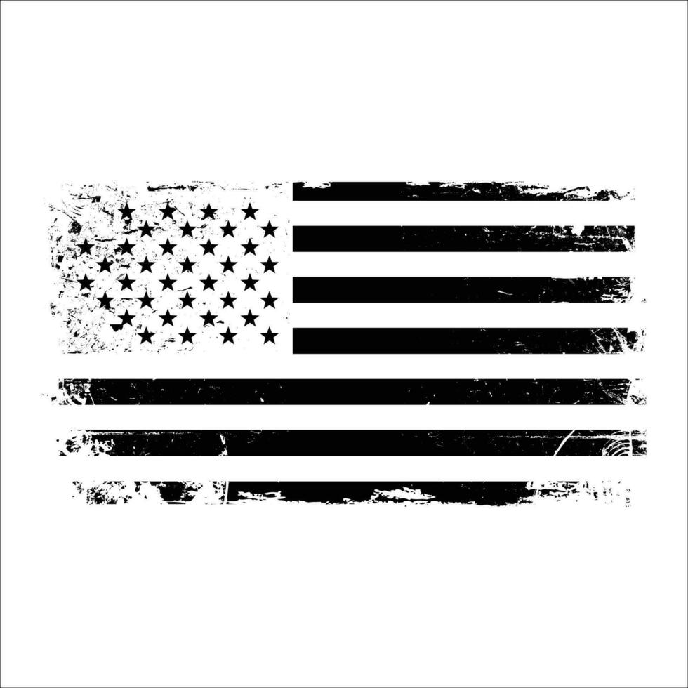 Grunge USA flag, Vintage black and white American flag Vector