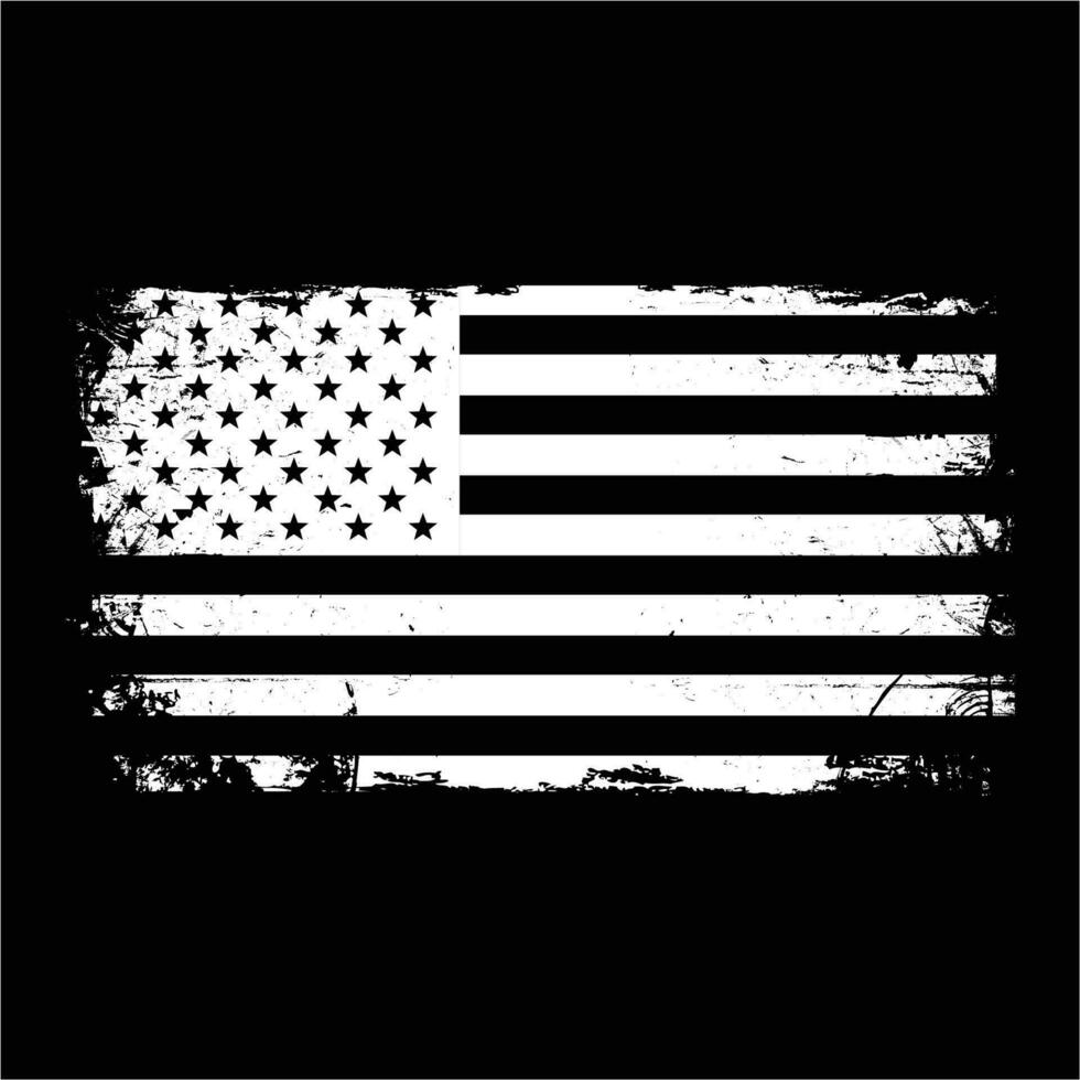 Grunge USA flag, Vintage black and white American flag Vector