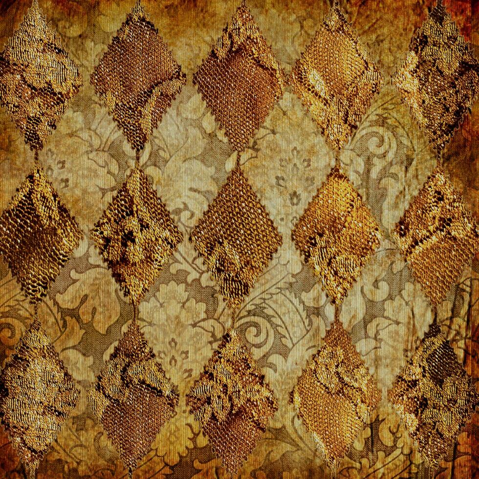 golden fabric with geometric ornament photo