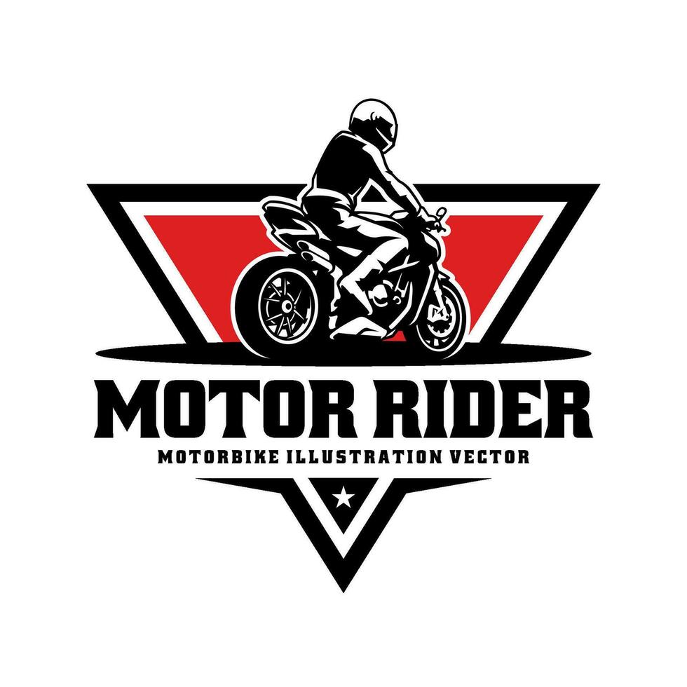 biker riding motorcycle illustration logo vector