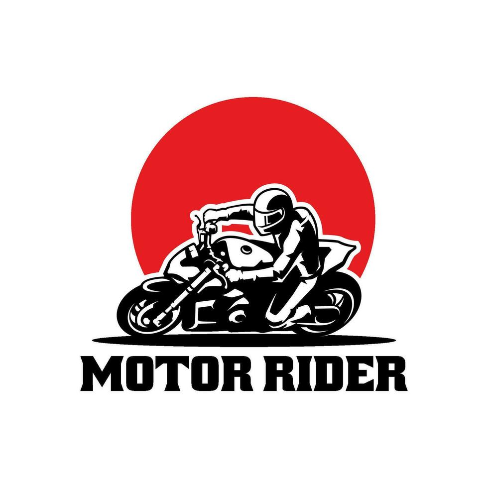 biker riding motorcycle illustration logo vector