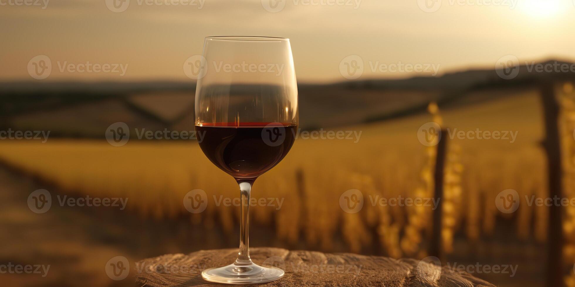 . . Glass of wine before field vineyard. Alcohol beverage vibe. Graphic Art photo