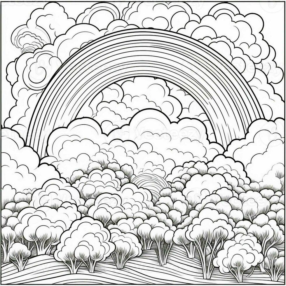 Rainbow Coloring Pages 26646335 Stock Photo at Vecteezy