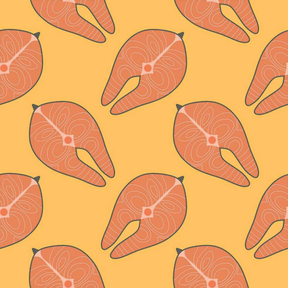 fillet salmon steak seamless pattern vector illustration