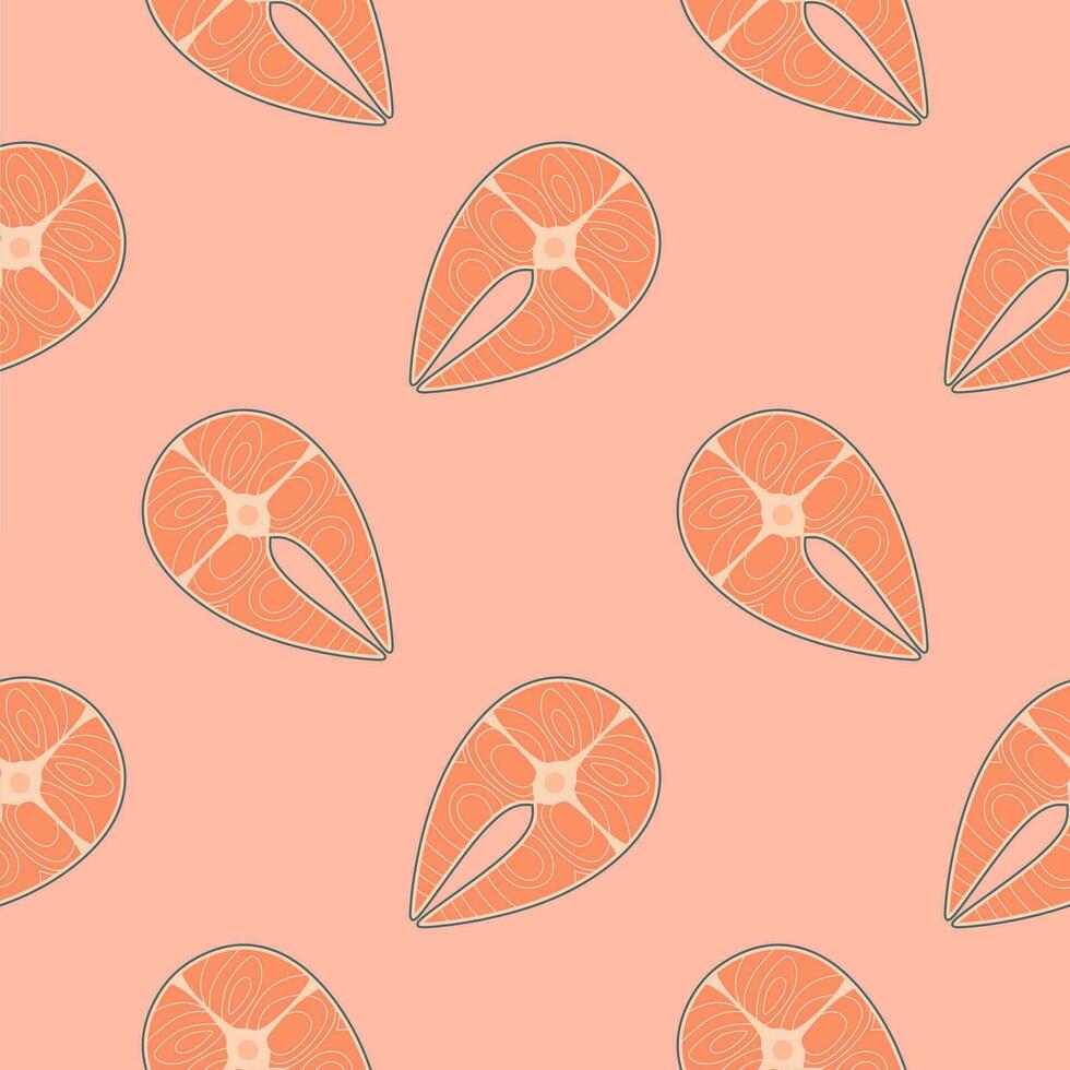 fillet salmon steak seamless pattern vector illustration