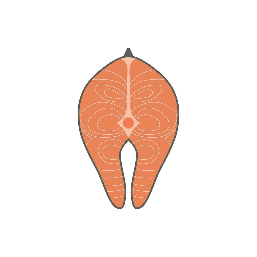 Red fish salmon steak. Fillet of red fish flat design vector illustration