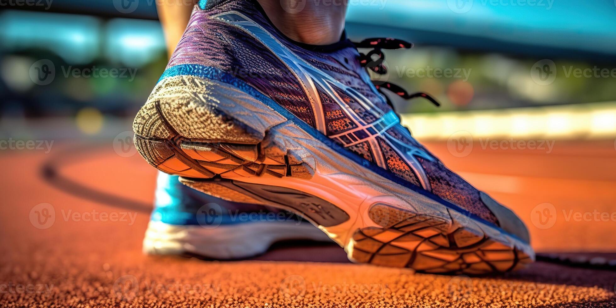 . . Sport fit gym inspiration motivation track run jogging walking marathon distance with legs on surface. Graphic Art photo