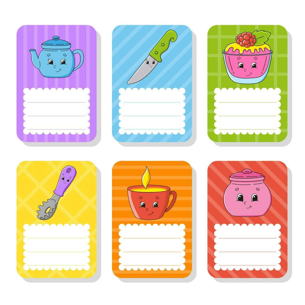 Gift tags. For holidays with space for your text. Bright stickers. Rectangular label. Vector illustration.