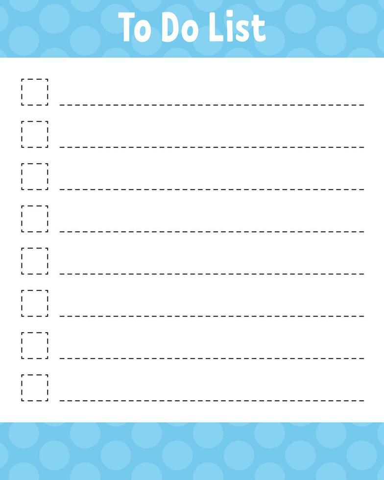 To do list. Printable template. Lined sheet. Handwriting paper. For diary, planner, checklist, wish list. Vector illustration.