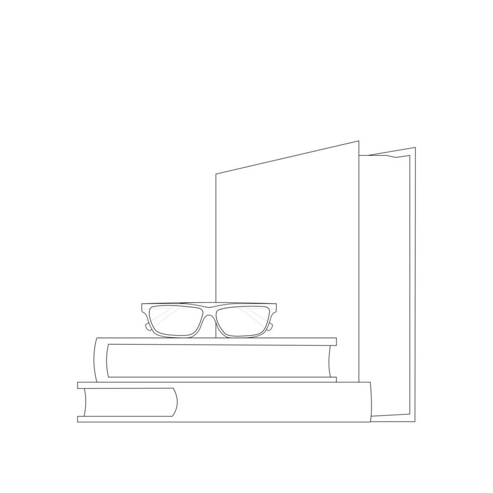 Glasses on books engraving. Black and white hand drawn image.Line icon for libraries, shops, cafe, fairs and schools.Vector illustration vector