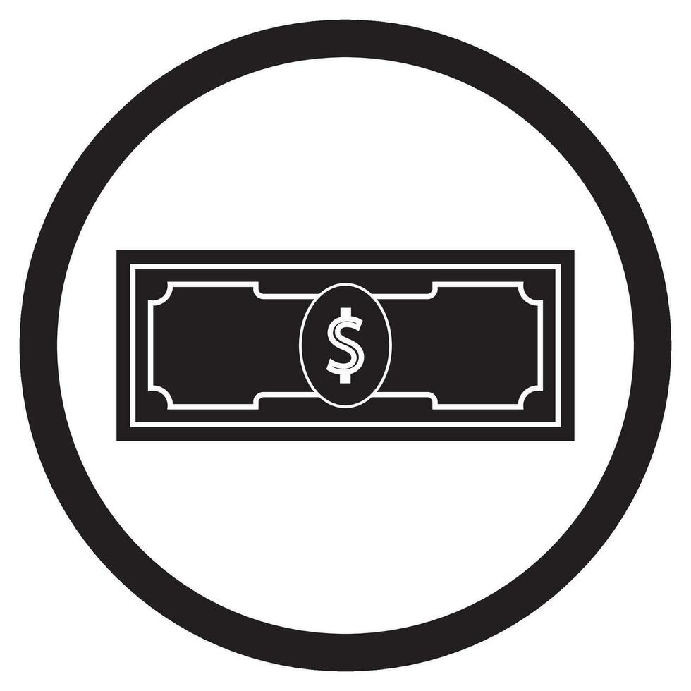 dólar billete de banco icono. dinero retirada Insignia aplicación, monocromo emblema ganancia, vector ilustración