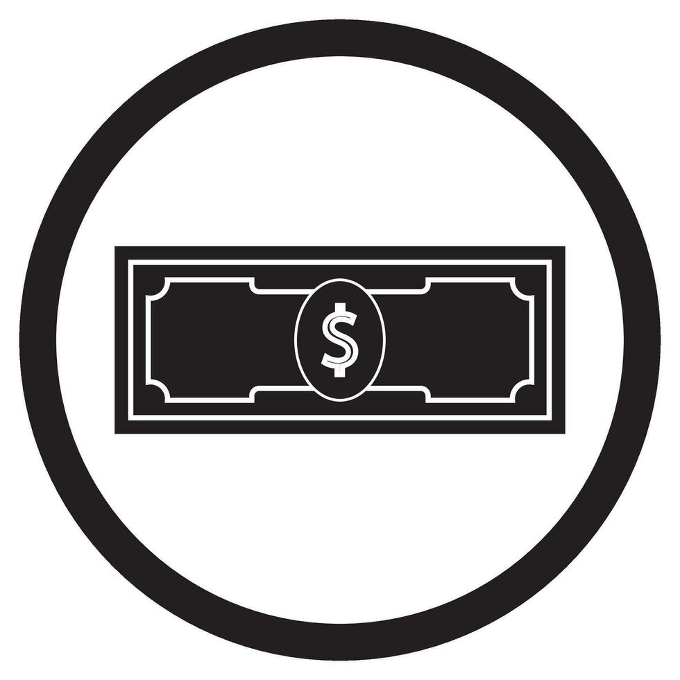 Dollar banknote icon. Money withdrawal badge app, monochrome emblem profit, vector illustration