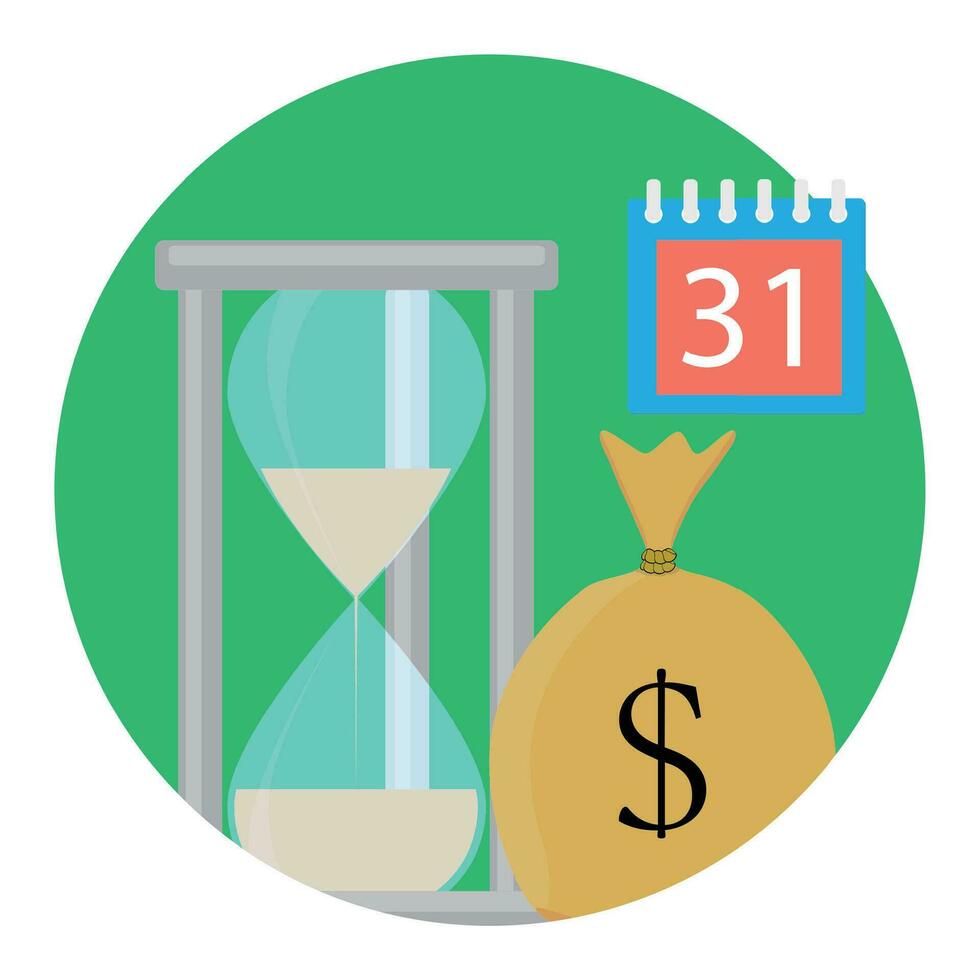 Time and money. Save time and money, payment calendar, vector illustration